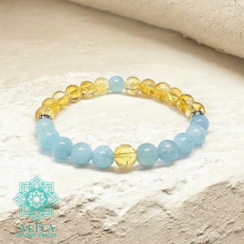 Szűz csillagjegy karkötő- citrin-akvamarin 