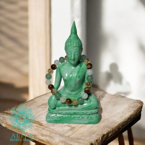 Aventurin – Citrin – Tigrisszem – Jade ásvány karkötő (8 mm)