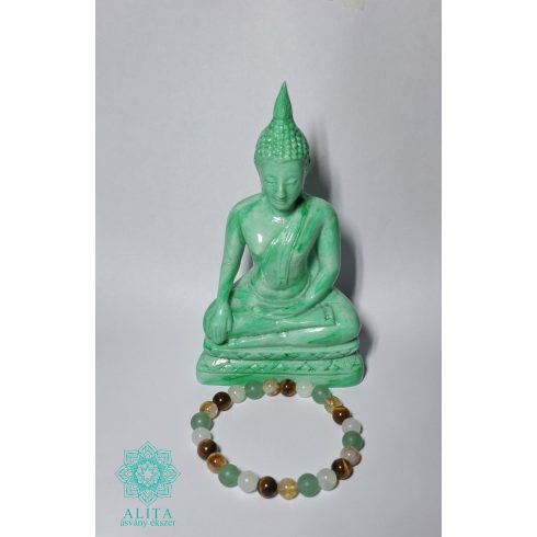 Aventurin – Citrin – Tigrisszem – Jade ásvány karkötő (8 mm)