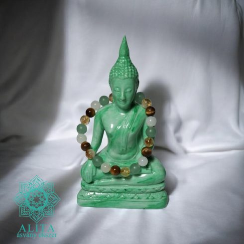 Aventurin – Citrin – Tigrisszem – Jade ásvány karkötő (8 mm)