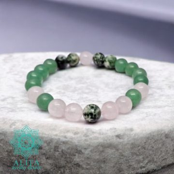   Rák csillagjegy-aventurin-rózsakvarc-kanadai jade ásvány karkötő