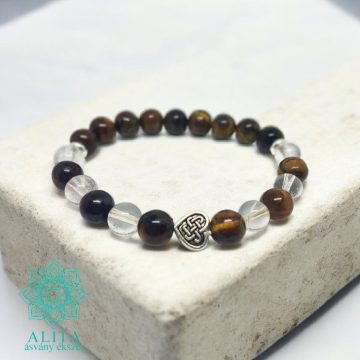 Tigrisszem és hegyikristály ásvány karkötő