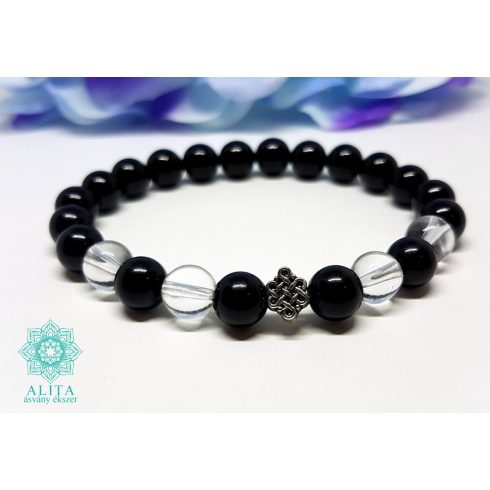 Bak csillagjegy karkötő-ónix-hegyikristály