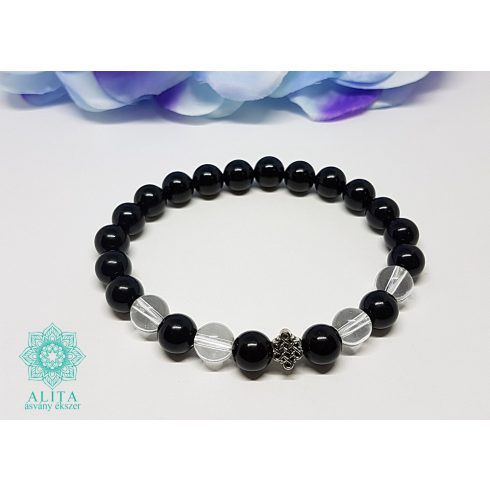 Bak csillagjegy karkötő-ónix-hegyikristály