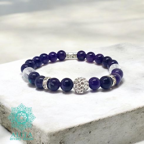 Ametiszt - hegyikristály ásvány karkötő