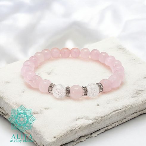 Rózsakvarc ásvány karkötő