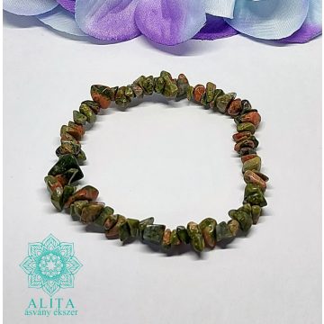 Unakit szemcse ásvány karkötő