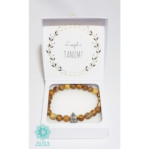 Tanú felkérő képjáspis ásvány karkötő