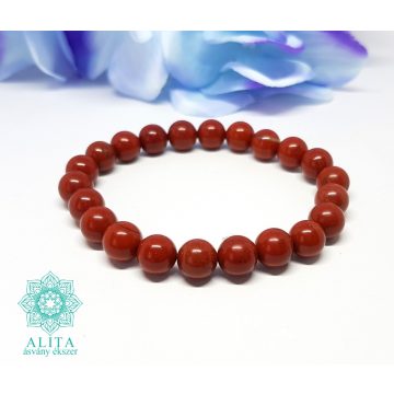 Vörös jáspis 8 mm ásvány karkötő