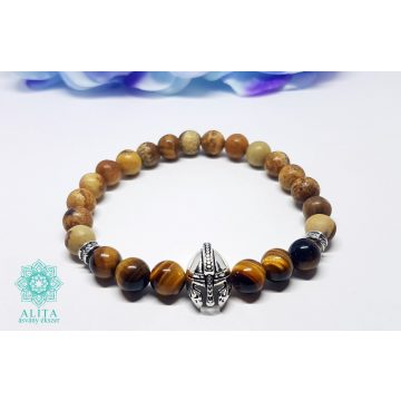 Ikrek csillagjegy karkötő- jáspis-tigrisszem