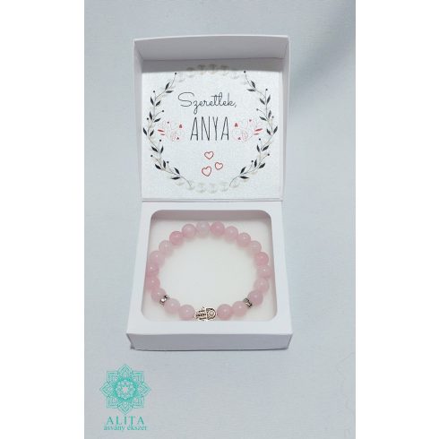 Szeretlek anya rózsakvarc ásvány karkötő