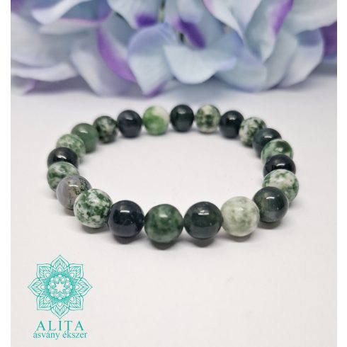 Moha achát-jade -bika csillagjegy ásvány karkötő 8 mm