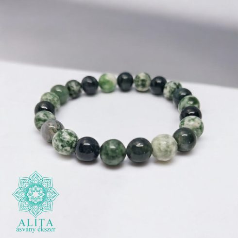 Moha achát-jade -bika csillagjegy ásvány karkötő 8 mm