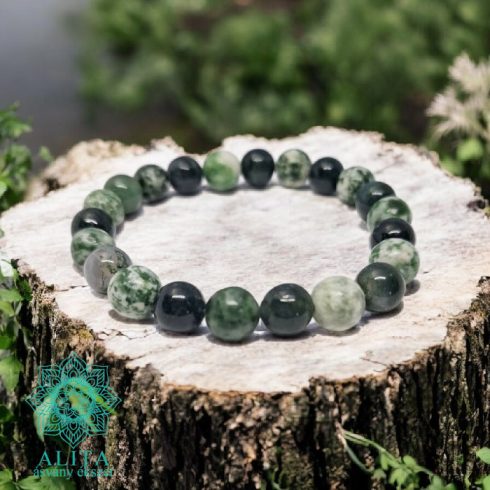 Moha achát-jade -bika csillagjegy ásvány karkötő 8 mm