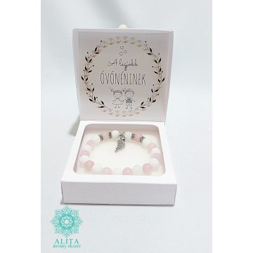   Legjobb óvónéninek tejkvarc-rózsakvarc ásvány karkötő