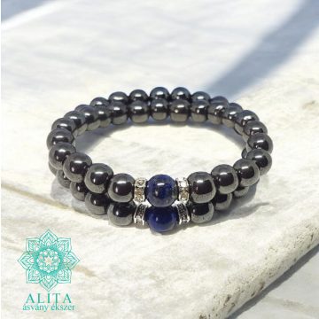 Lazurit-hematit páros ásvány karkötő 8mm