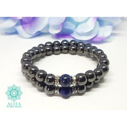 Lazurit-hematit páros ásvány karkötő 8mm