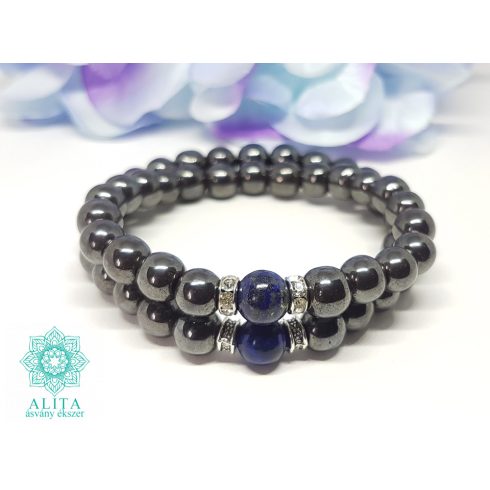 Lazurit-hematit páros ásvány karkötő 8mm