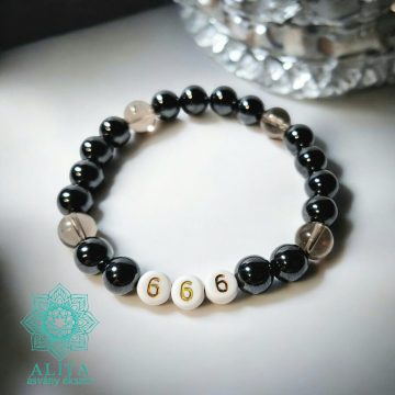 666 Angyalszám karkötő – Hematit és füstkvarc
