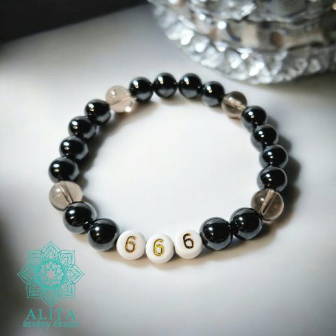 666 Angyalszám karkötő – Hematit és füstkvarc