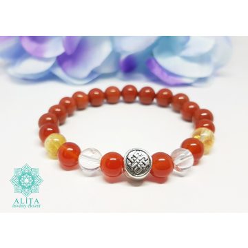   Karneol-citrin-jáspis-hegyikristály-szűz csillagjegy ásvány karkötő 8mm