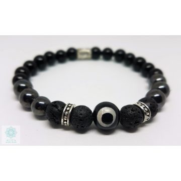 Védelmező Dzi kő 3 szemes ásvány karkötő