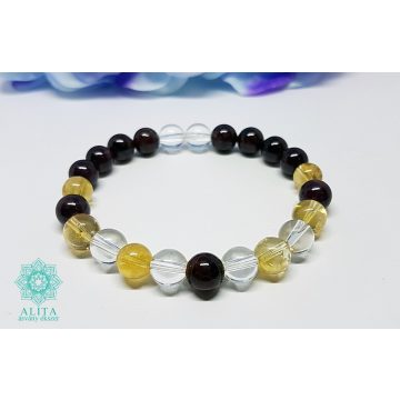   Oroszlán csillagjegy karkötő-gránát-hegyikristály-citrin