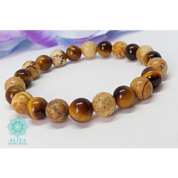 Tigrisszem- képjáspis ásvány karkötő 