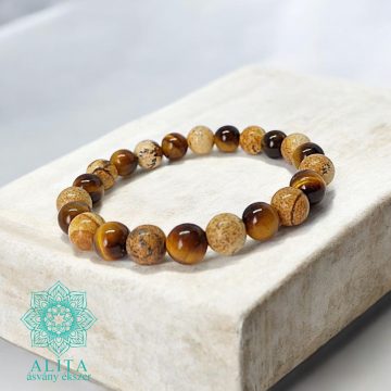 Tigrisszem- képjáspis ásvány karkötő 
