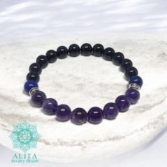 Vízöntő csillagjegy karkötő- ametiszt- lapis- ónix
