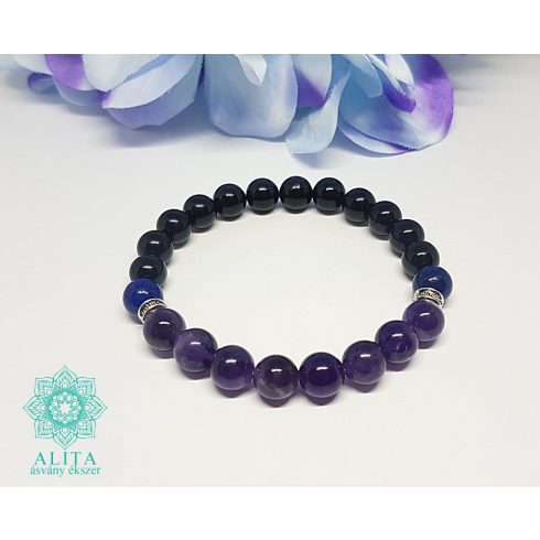 Vízöntő csillagjegy karkötő- ametiszt- lapis- ónix